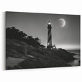 Moonlit Lighthouse with Stripes - Dramatic Coastal Wall Art Decor