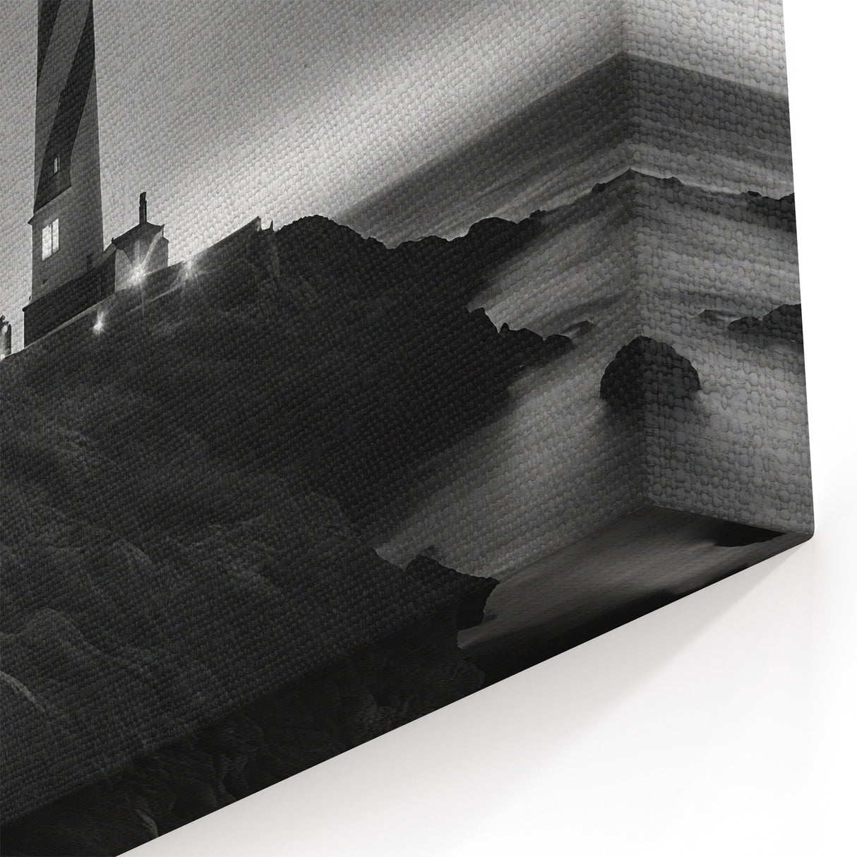 Moonlit Lighthouse with Stripes - Dramatic Coastal Wall Art Decor