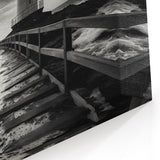 Stormy Lighthouse Walkway - Dramatic Coastal Wall Art Black and White