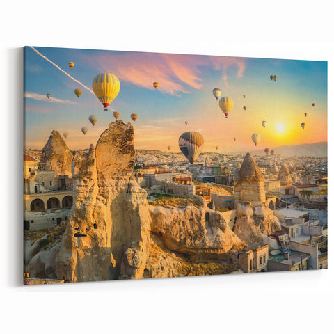Hot Air Balloons Over Cliffs – Vibrant Cliff Canvas Art for Interiors