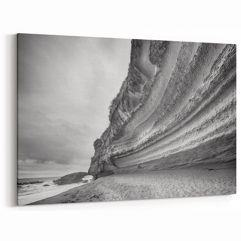 Black and White Coastal Cliffs – Dramatic Cliff Canvas Art for Interiors