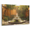 Sunlit Courtyard Fountain - Elegant Architecture Wall Art Print
