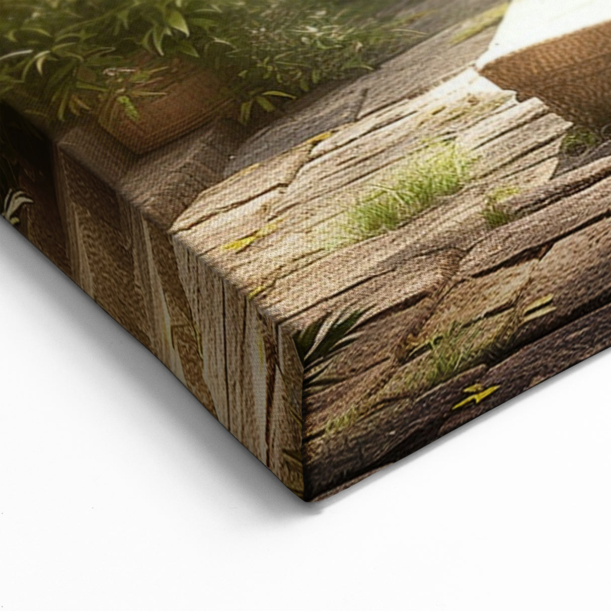 Sunlit Courtyard Fountain - Elegant Architecture Wall Art Print