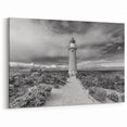 Black and White Lighthouse – Dramatic Coastal Cliff Canvas Art for Home