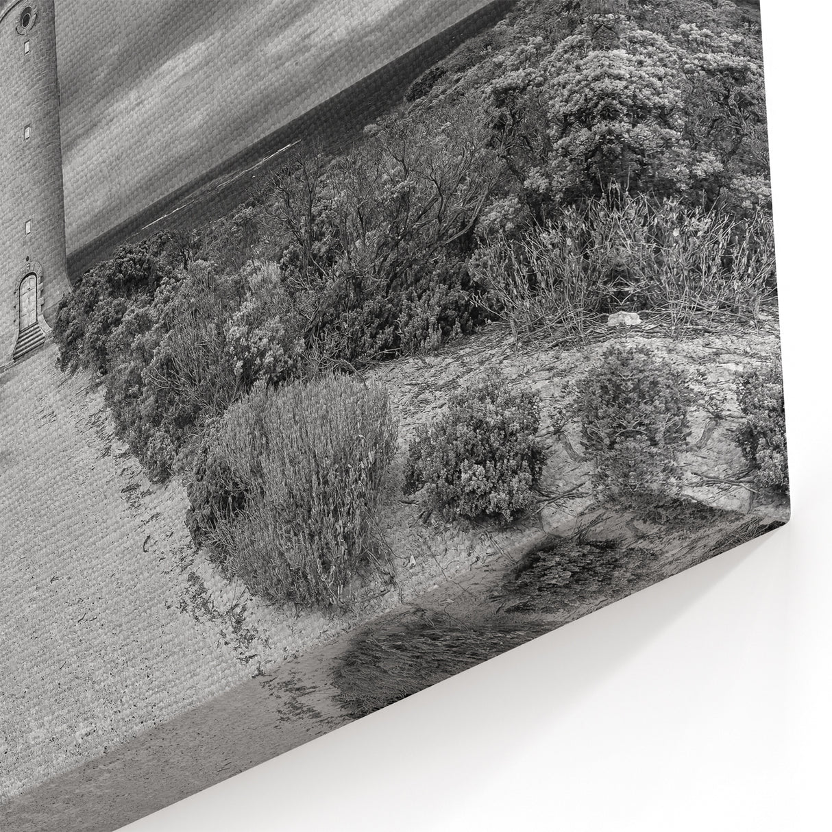 Black and White Lighthouse – Dramatic Coastal Cliff Canvas Art for Home