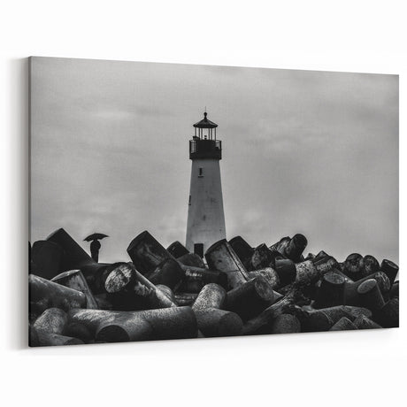 Dramatic Coastal Lighthouse Art - Scenic Nautical Canvas Print Decor