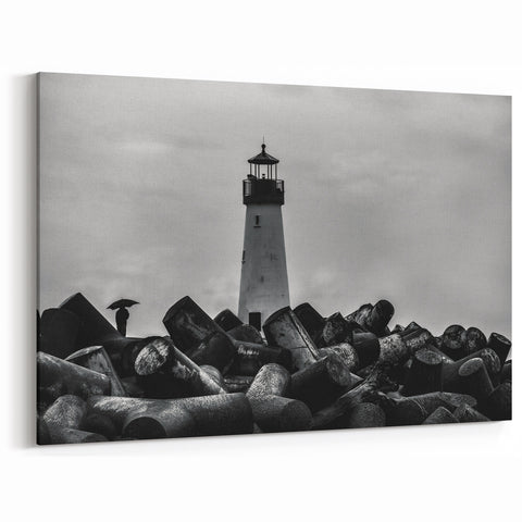 Dramatic Coastal Lighthouse Art - Scenic Nautical Canvas Print Decor