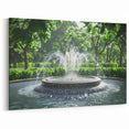Elegant Garden Fountain - Serene Greenery and Water Wall Art Print