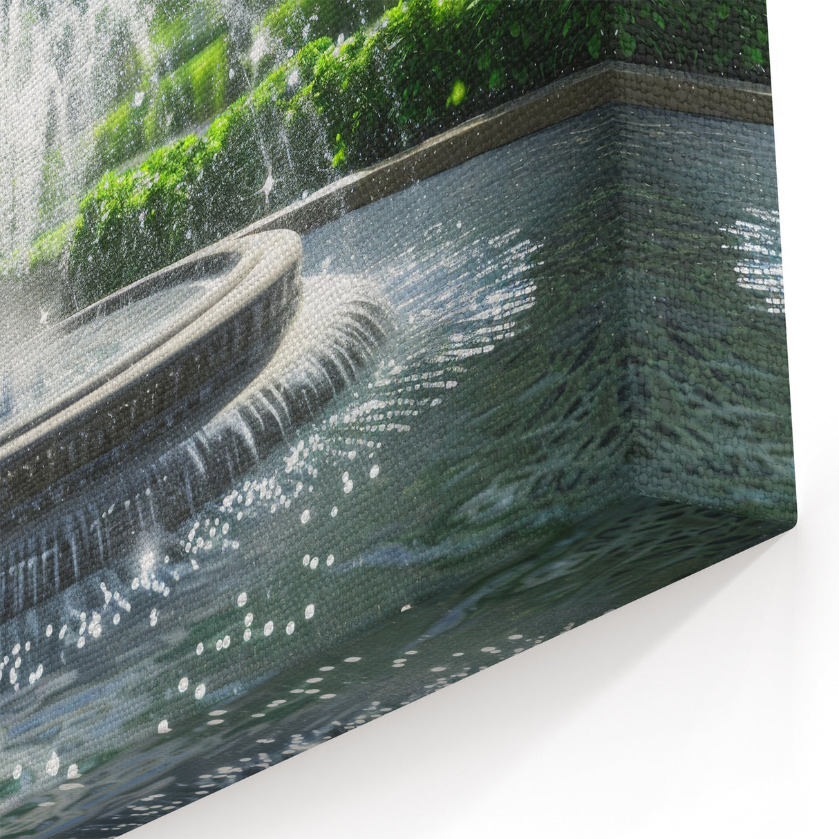 Elegant Garden Fountain - Serene Greenery and Water Wall Art Print