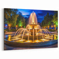 Illuminated Night Fountain - Vibrant Cityscape Wall Art Print