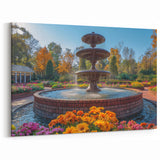 Floral Garden Fountain - Vibrant Springtime Wall Art Print