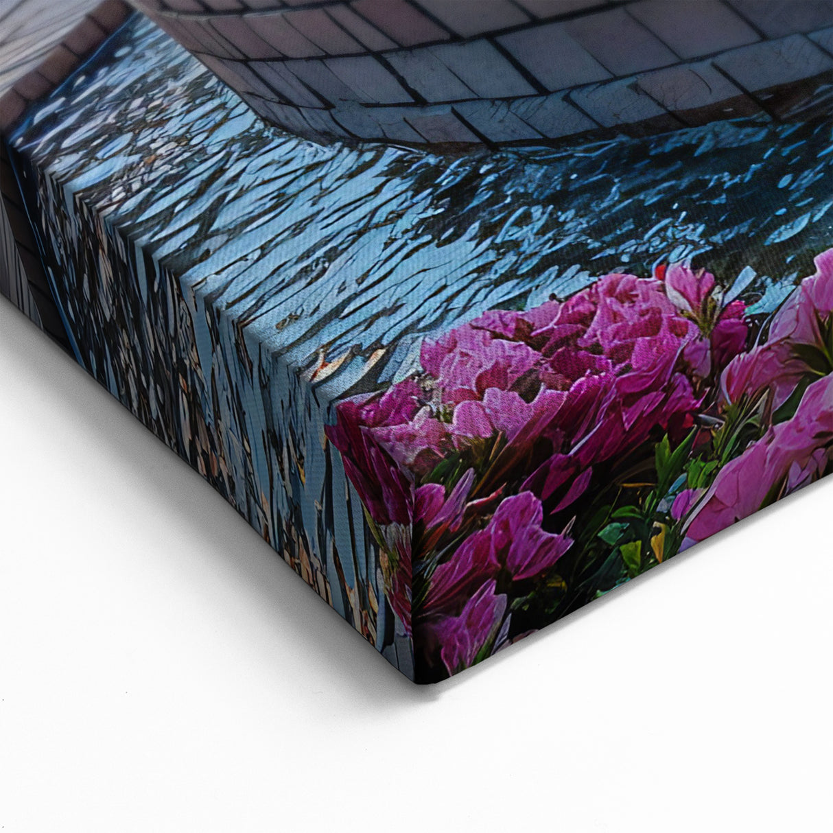 Floral Garden Fountain - Vibrant Springtime Wall Art Print