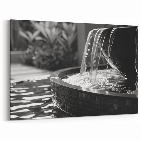 Modern Black & White Fountain - Elegant Monochrome Wall Art Print