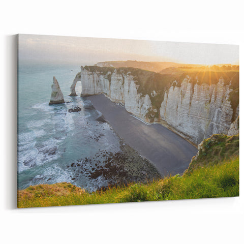 Golden Coastal Cliffs – Sunrise Cliff Canvas Art for Home Decor