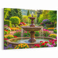 Colorful Garden Fountain - Vibrant Floral Paradise Wall Art Print