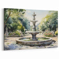 Serene Garden Fountain - Tranquil Watercolor Wall Art Print