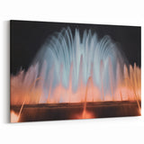 Dynamic Water Fountain - Vibrant Nighttime Wall Art Print