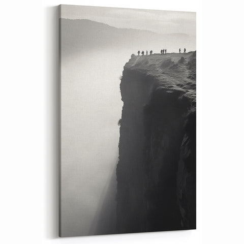 Dramatic Cliff Silhouettes – Black and White Cliff Canvas Art for Home