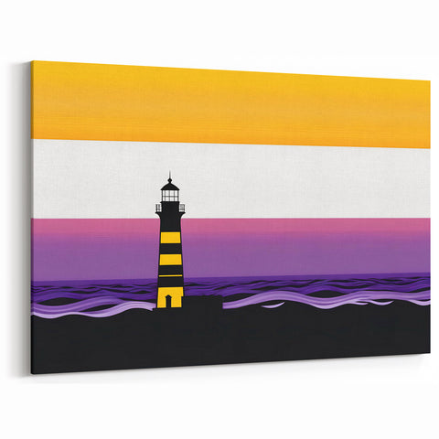 Modern Lighthouse Art - Bold Abstract Coastal Canvas Print Decor