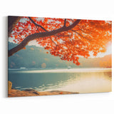 Scenic Tree Wall Art - Autumn Lake View - Serene Nature Landscape Print