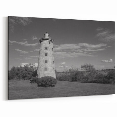 Historic Stone Lighthouse Art - Timeless Coastal Canvas Print Decor