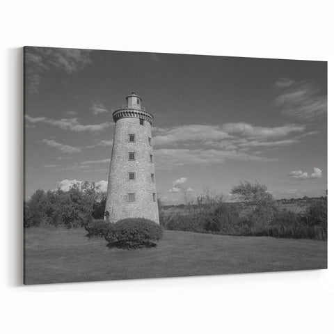 Historic Stone Lighthouse Art - Timeless Coastal Canvas Print Decor