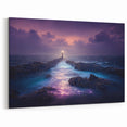 Mystical Night Lighthouse Art - Enigmatic Coastal Canvas Print Decor