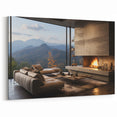Contemporary Interior Framed Art - Cozy Fireplace Living Room Decor