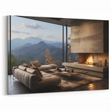 Contemporary Interior Framed Art - Cozy Fireplace Living Room Decor