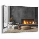 Interior Wall Decor - Modern Fireplace Scene with Cozy Seating Area