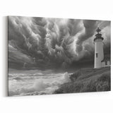 Stormy Lighthouse Art - Dramatic Coastal Canvas Print Decor
