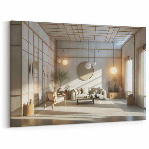Elegant Interior Design Canvas Print - Zen Minimalist Living Room Decor