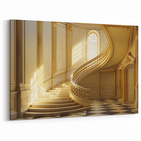 Architectural Interior Art - Grand Staircase in Luxurious Mansion Decor