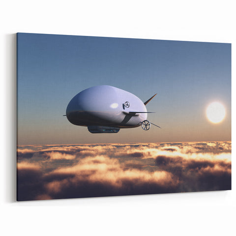 Modern Airship Canvas Print | Futuristic Dirigible Wall Art Decor