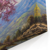 Blooming Tree Wall Art - Spring Mountain View - Vibrant Nature Print