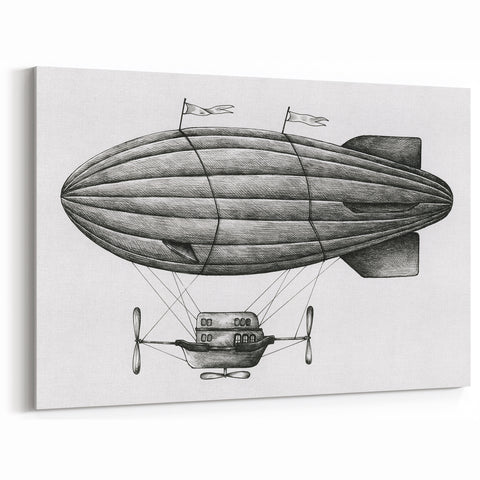 Vintage Dirigible Illustration | Classic Airship Wall Art Print