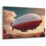 Vibrant Airship Canvas Art | Retro Dirigible Wall Decor Print
