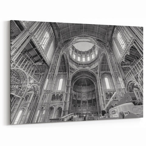 Monochrome Museum Architecture - Industrial Canvas & Framed Art Print