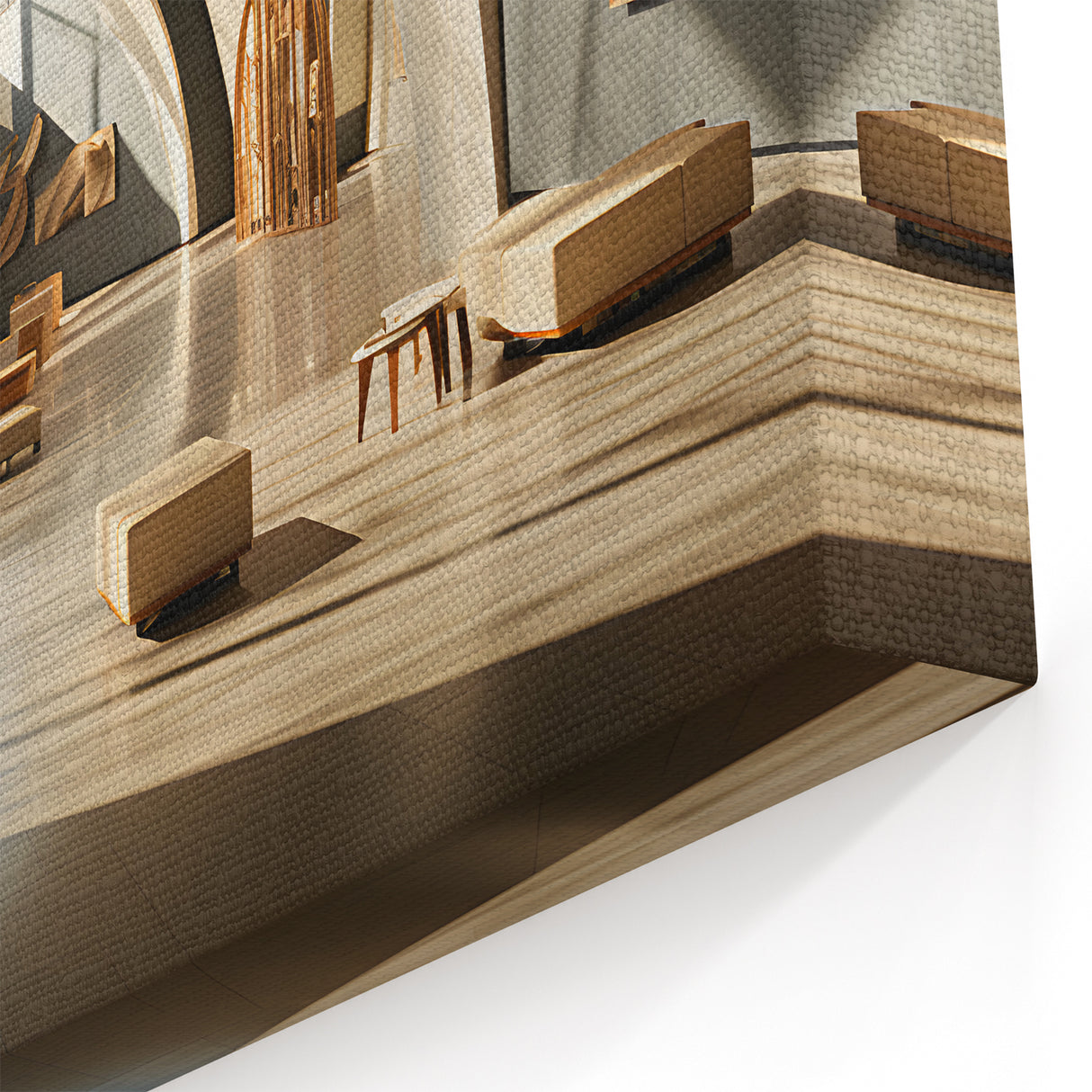 Modern Art Museum Interior - Curved Design Canvas & Framed Wall Art