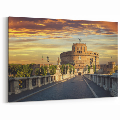Historic Castle Architecture - Sunset Canvas & Framed Wall Art Print