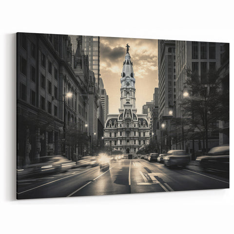 Urban Gothic Cityscape - Monochrome Canvas & Framed Wall Art Print