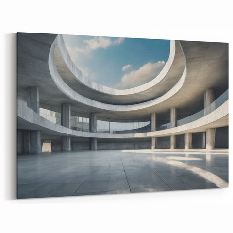 Minimalist Modern Architecture - Concrete Curves Canvas & Framed Art