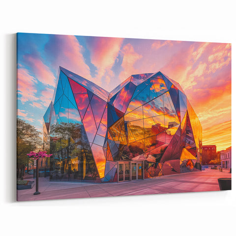Modern Museum Architecture Art - Sunset Reflection Canvas Print