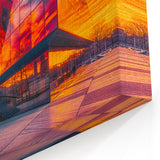 Stunning Museum Architecture Art - Sunset Blaze Canvas Print