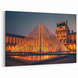 Iconic Louvre Pyramid at Night - Illuminated Architecture Art Print