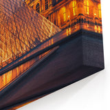 Iconic Louvre Pyramid at Night - Illuminated Architecture Art Print