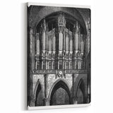 Gothic Cathedral Pipe Organ Art - Black & White Historic Print