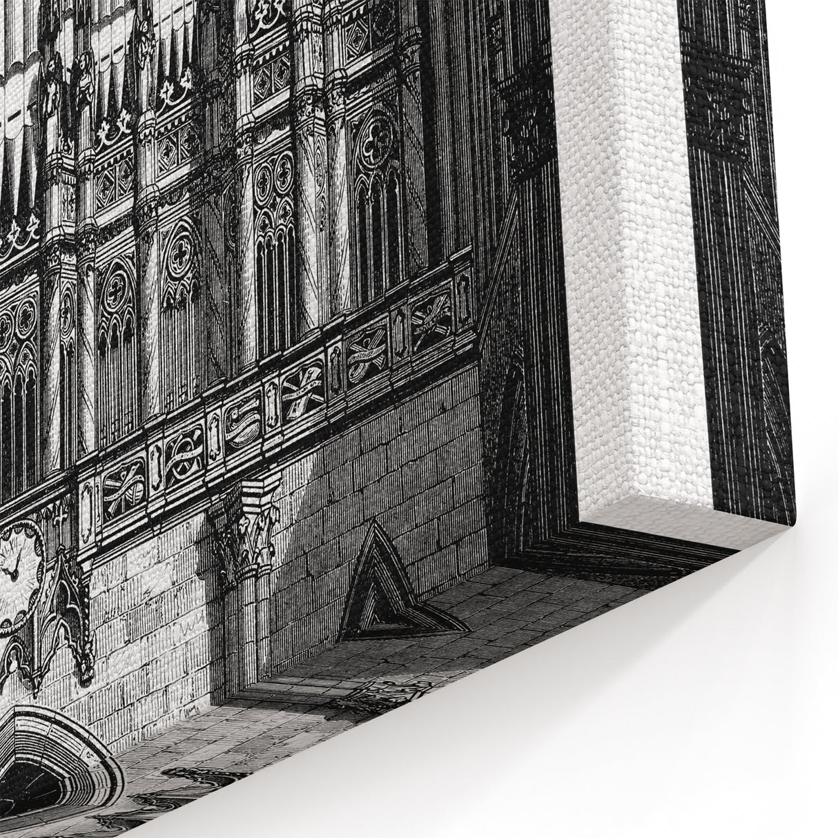 Gothic Cathedral Pipe Organ Art - Black & White Historic Print
