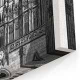 Gothic Cathedral Pipe Organ Art - Black & White Historic Print