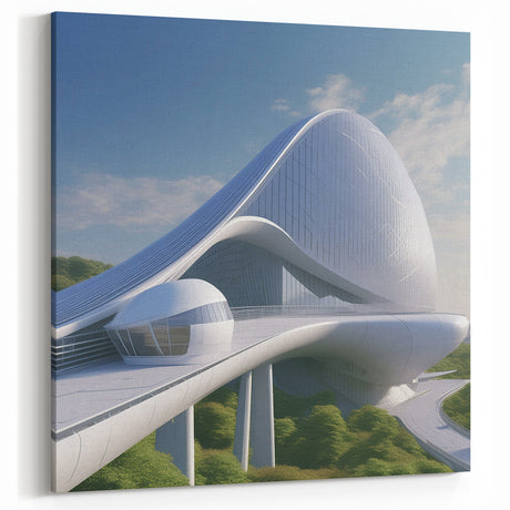 Futuristic Museum Architecture Art - Sleek Modern Design Print